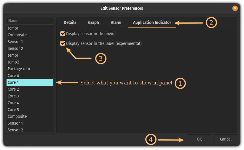 enable temprature monitoring in system panel in Ubuntu
