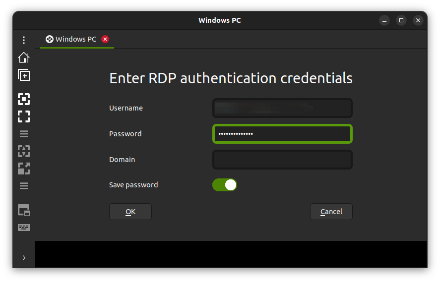 user authentication for remote desktop windows connection