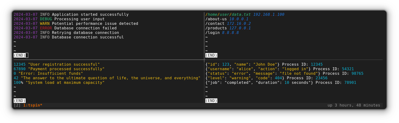 tailspin on different log files