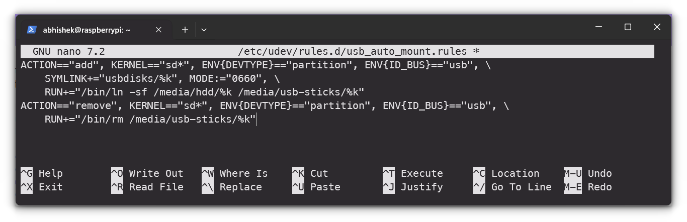 Editing the udev file