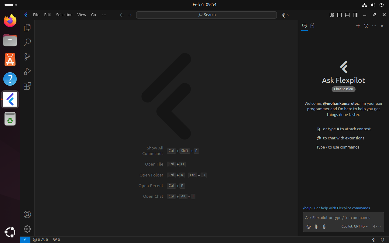 Flexpilot IDE Welcome Screen Flexpilot IDE Welcome Screen