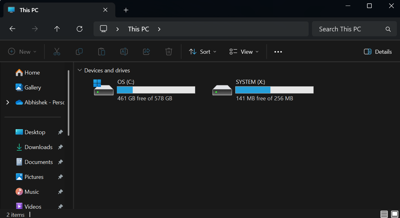 EFI partition mounted as drive X